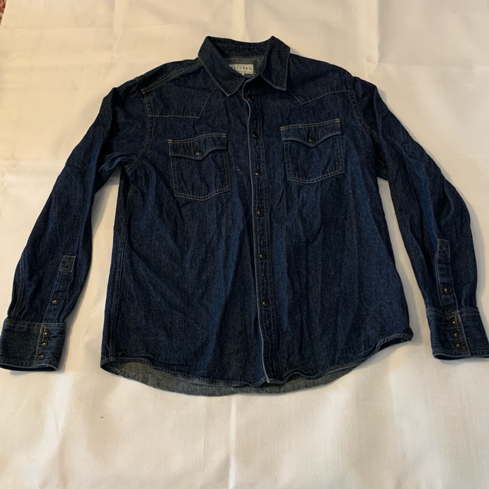Tecovas Denim Pearl Snap Shirt Men’s Size M Long sleeve